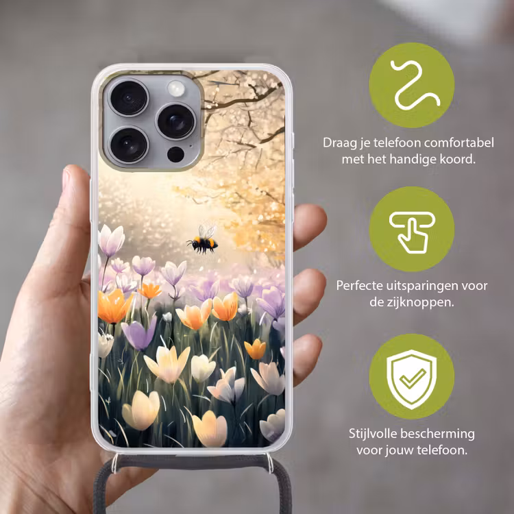 Telefoonhoesje met koord - Viooltjes - bij - Zonlicht — 4