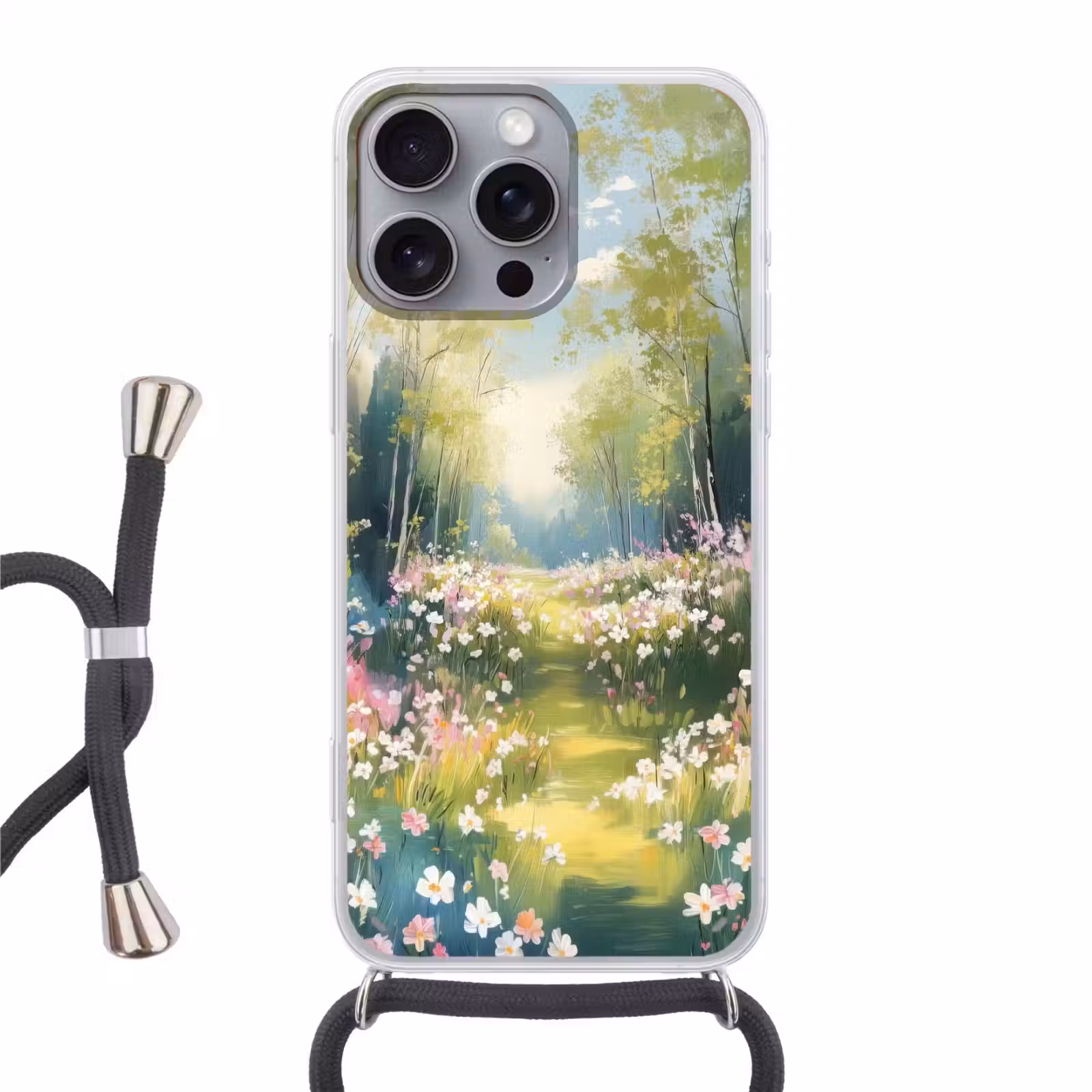 Telefoonhoesje met koord - Bos - Schilderstijl - Kleurrijk — 1