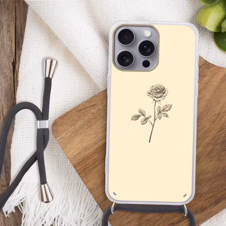 Telefoonhoesje met koord - Illustratie - Zwart - Roos — 3