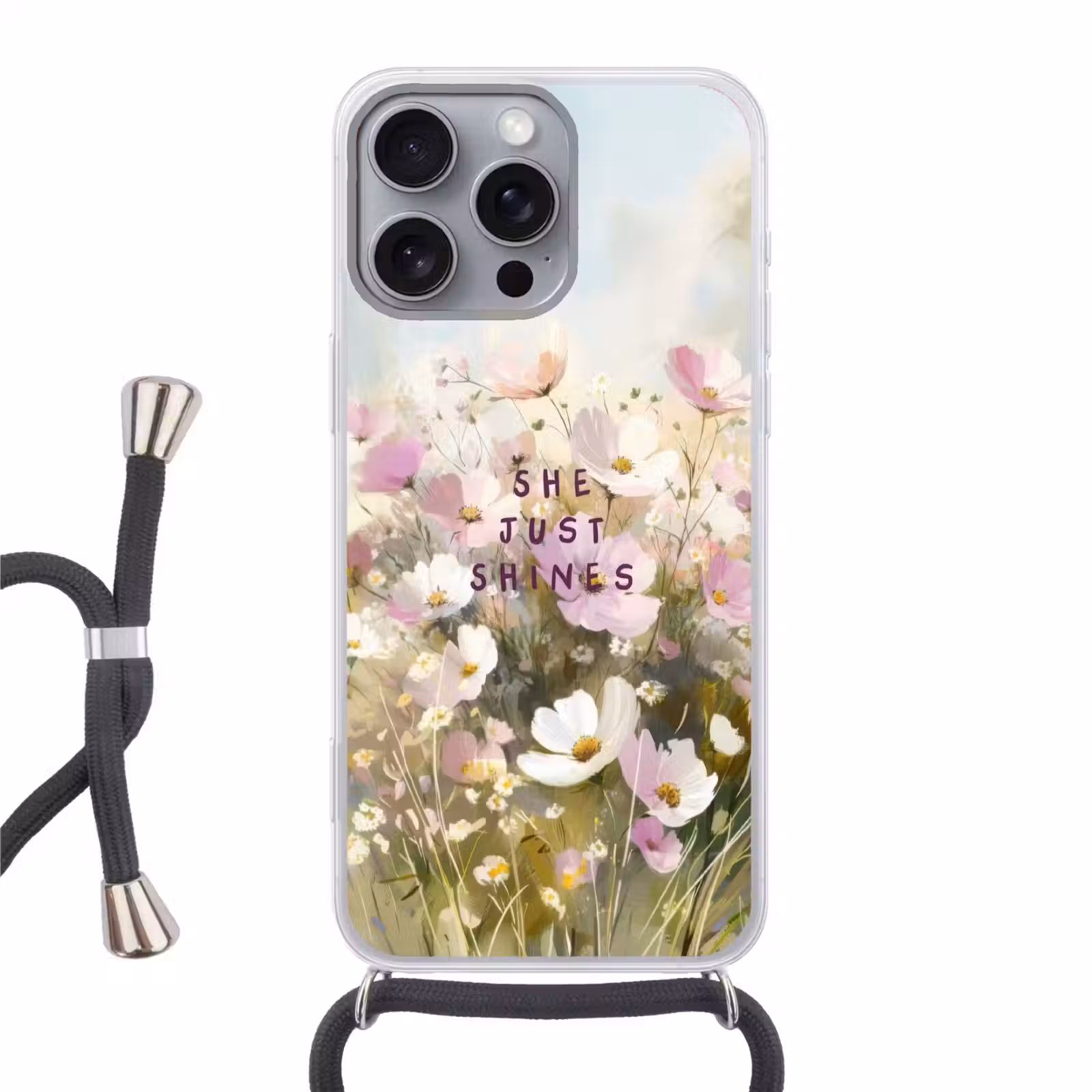 Telefoonhoesje met koord - Quote - Bloemen - Schilderachtig — 1