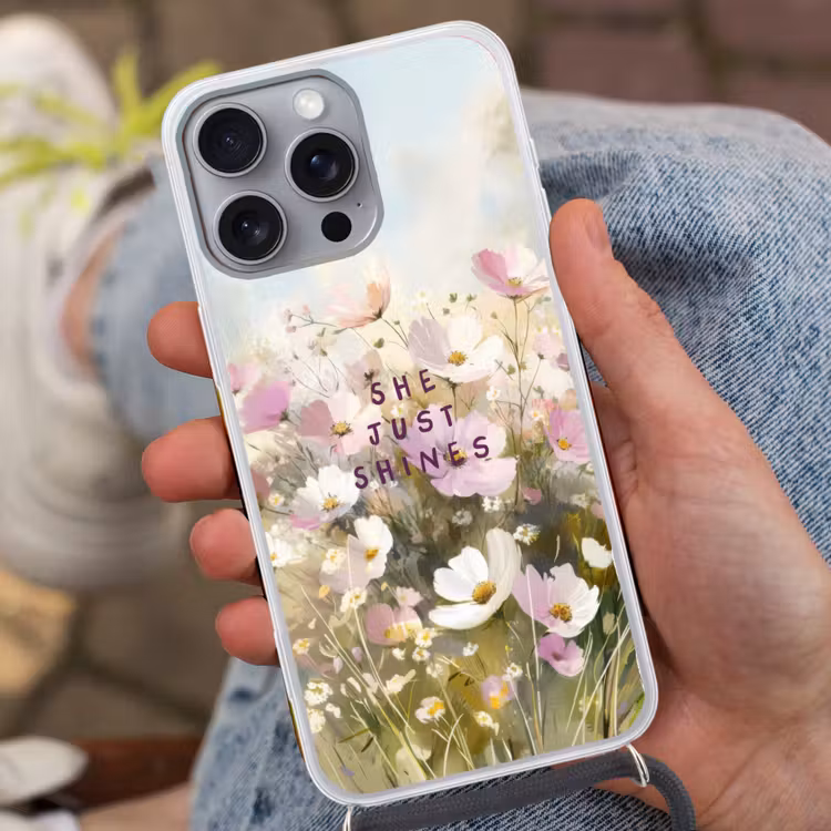 Telefoonhoesje met koord - Quote - Bloemen - Schilderachtig — 2