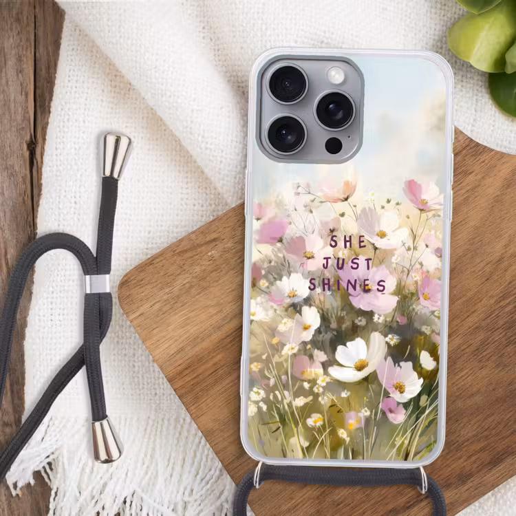Telefoonhoesje met koord - Quote - Bloemen - Schilderachtig — 3