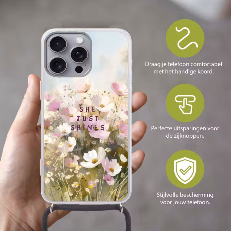 Telefoonhoesje met koord - Quote - Bloemen - Schilderachtig — 4