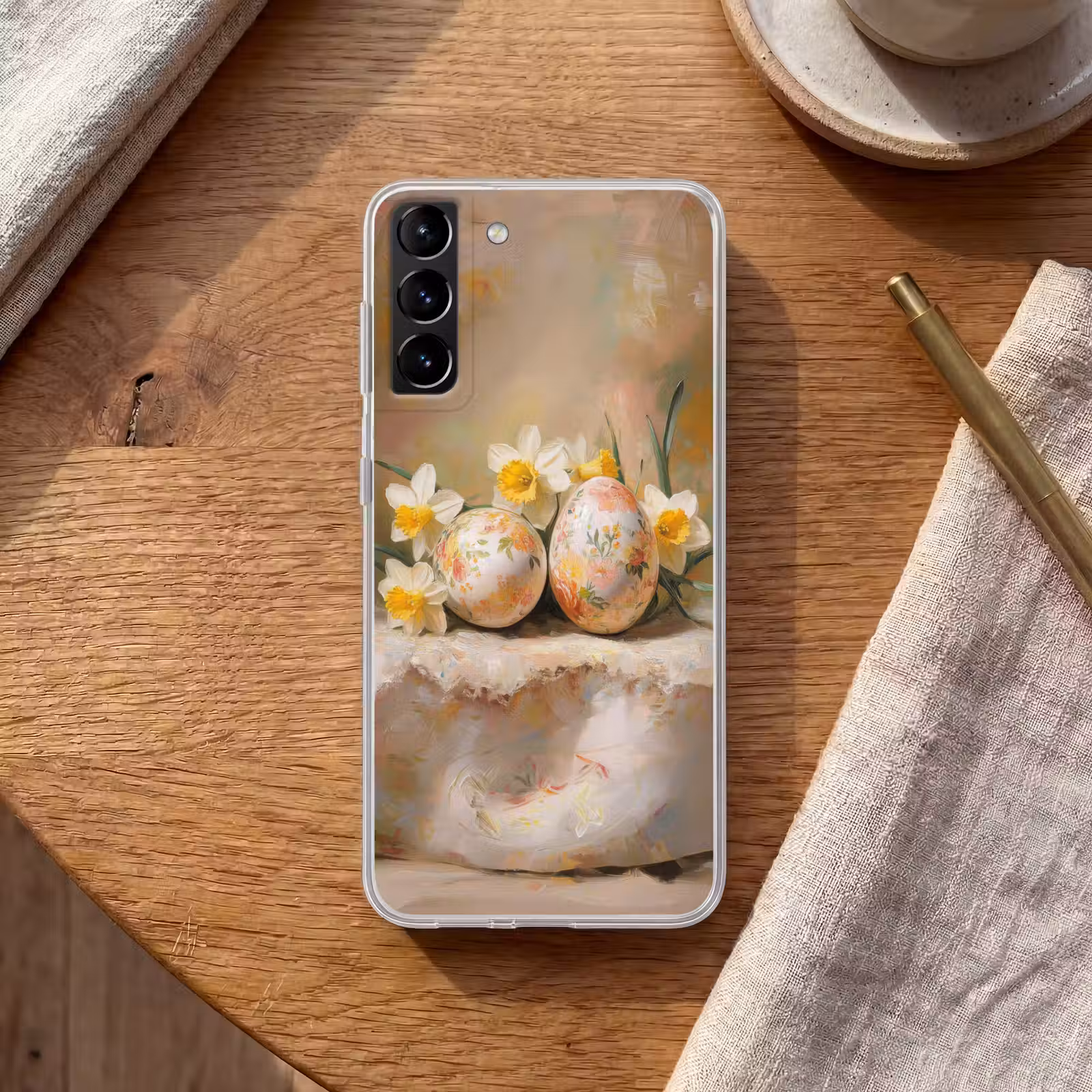 Telefoonhoesje Softcase - Bloemen - Eieren - Geschilderd — 1