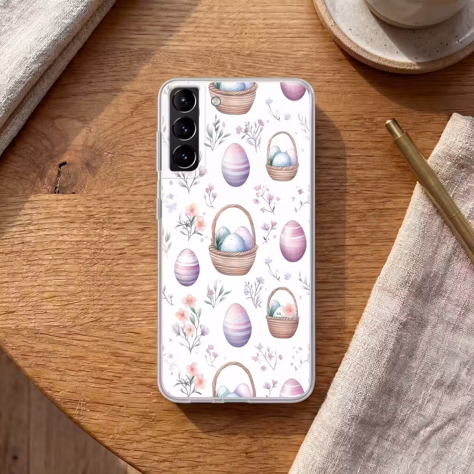 Telefoonhoesje Softcase - Bloemen - Paaseieren - Patroon — 1
