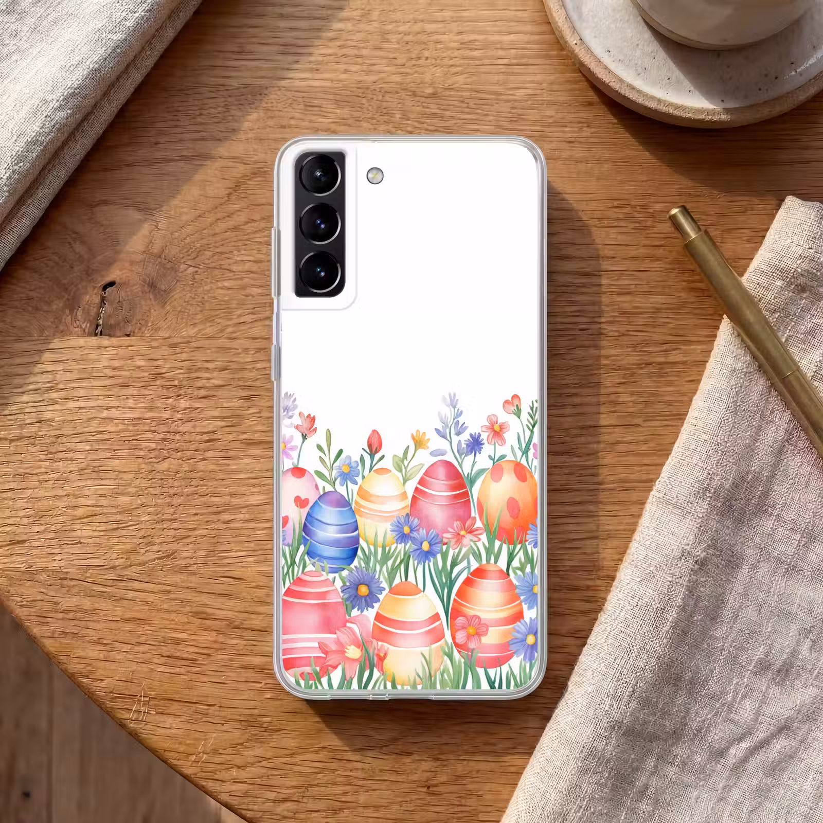 Telefoonhoesje Softcase - Bloementuin - Kleurrijk - Eieren — 1