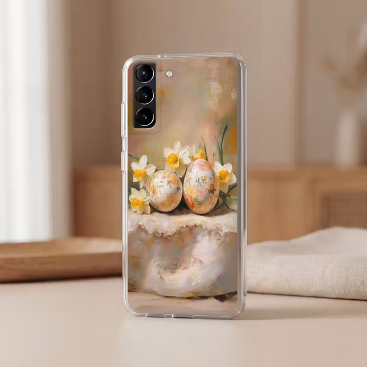 Telefoonhoesje Softcase - Bloemen - Eieren - Geschilderd — 2