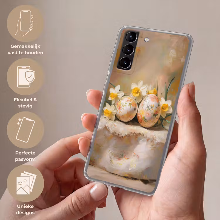 Telefoonhoesje Softcase - Bloemen - Eieren - Geschilderd — 3