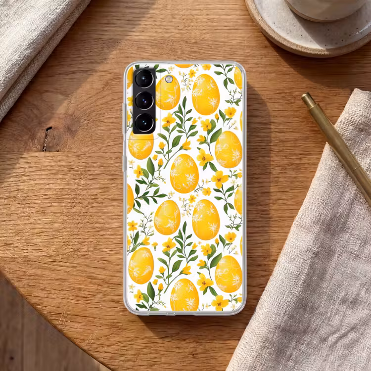 Telefoonhoesje Softcase - Bloemen - Paaseieren - Geel — 1