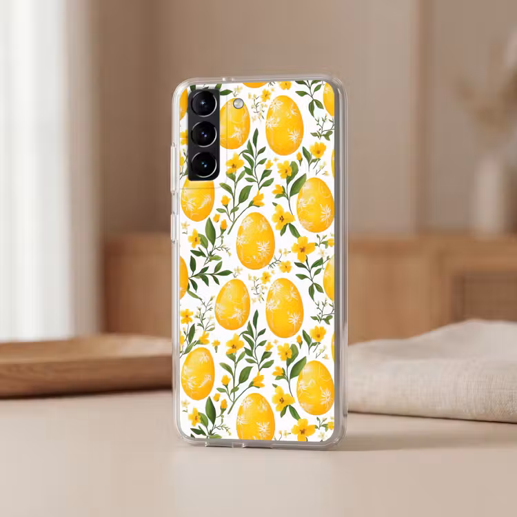 Telefoonhoesje Softcase - Bloemen - Paaseieren - Geel — 2