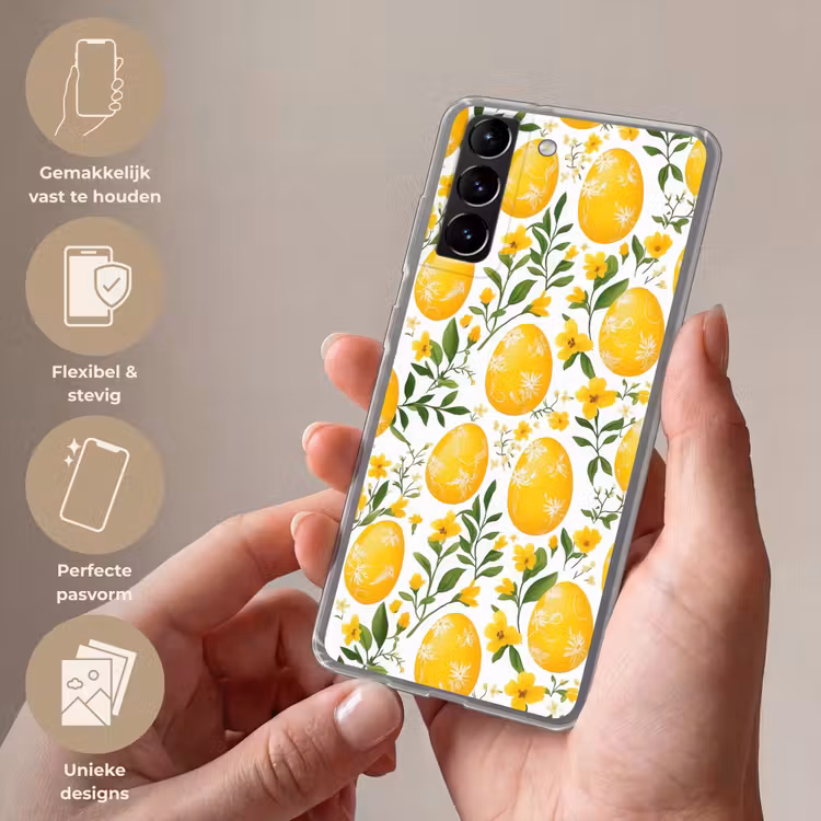Telefoonhoesje Softcase - Bloemen - Paaseieren - Geel — 3