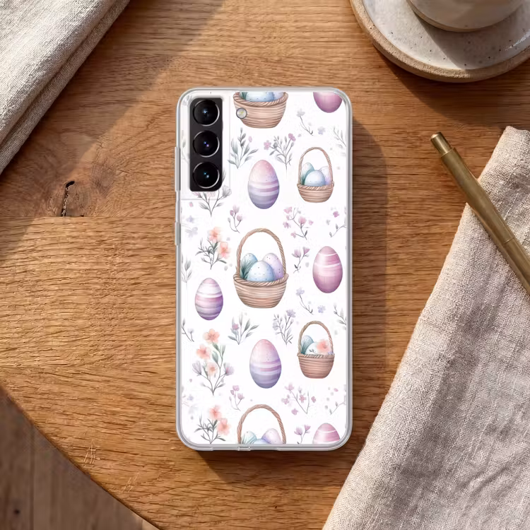 Telefoonhoesje Softcase - Bloemen - Paaseieren - Patroon — 1