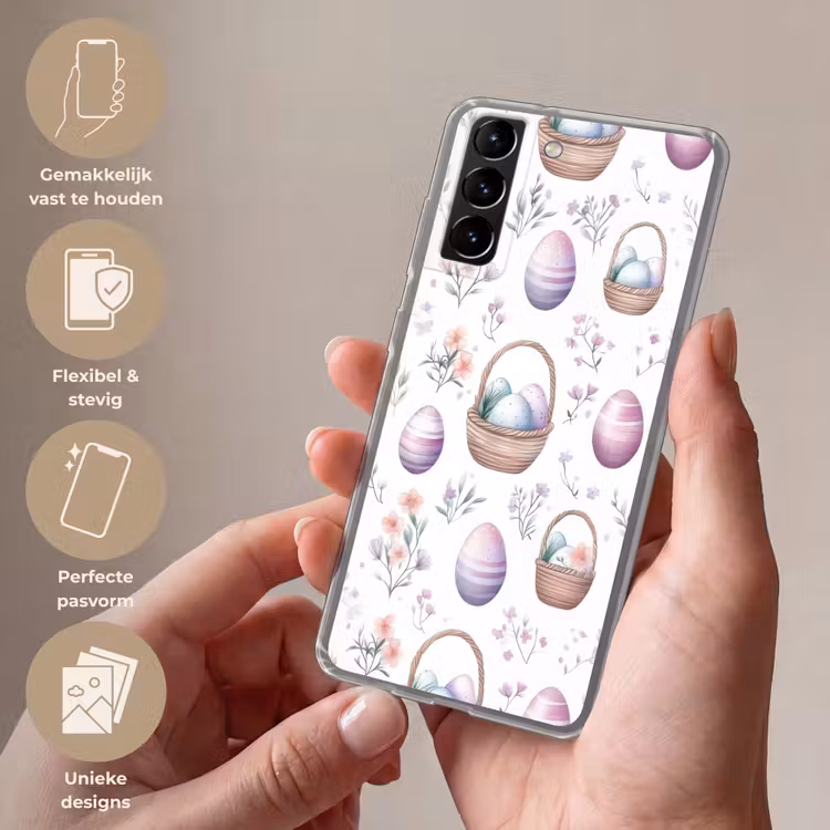 Telefoonhoesje Softcase - Bloemen - Paaseieren - Patroon — 3