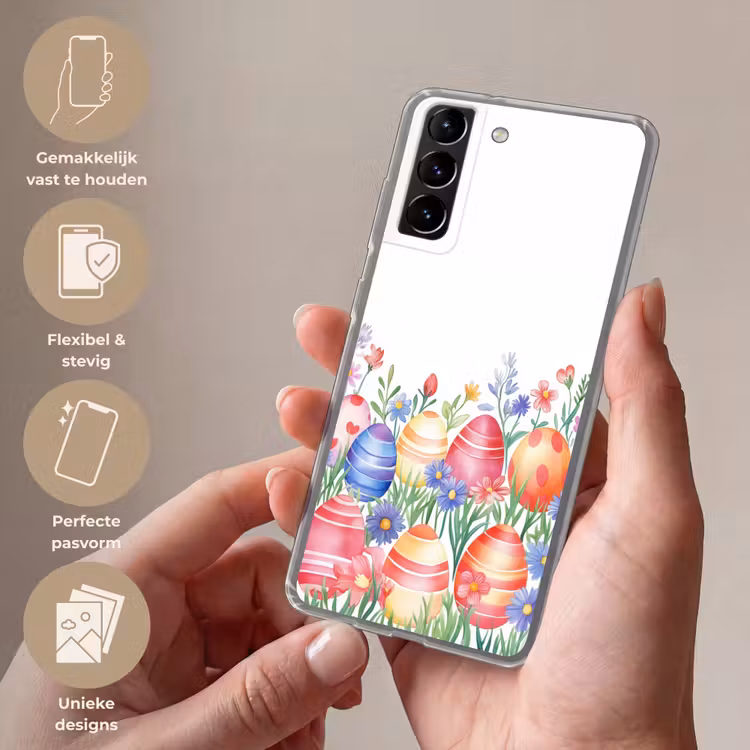 Telefoonhoesje Softcase - Bloementuin - Kleurrijk - Eieren — 3