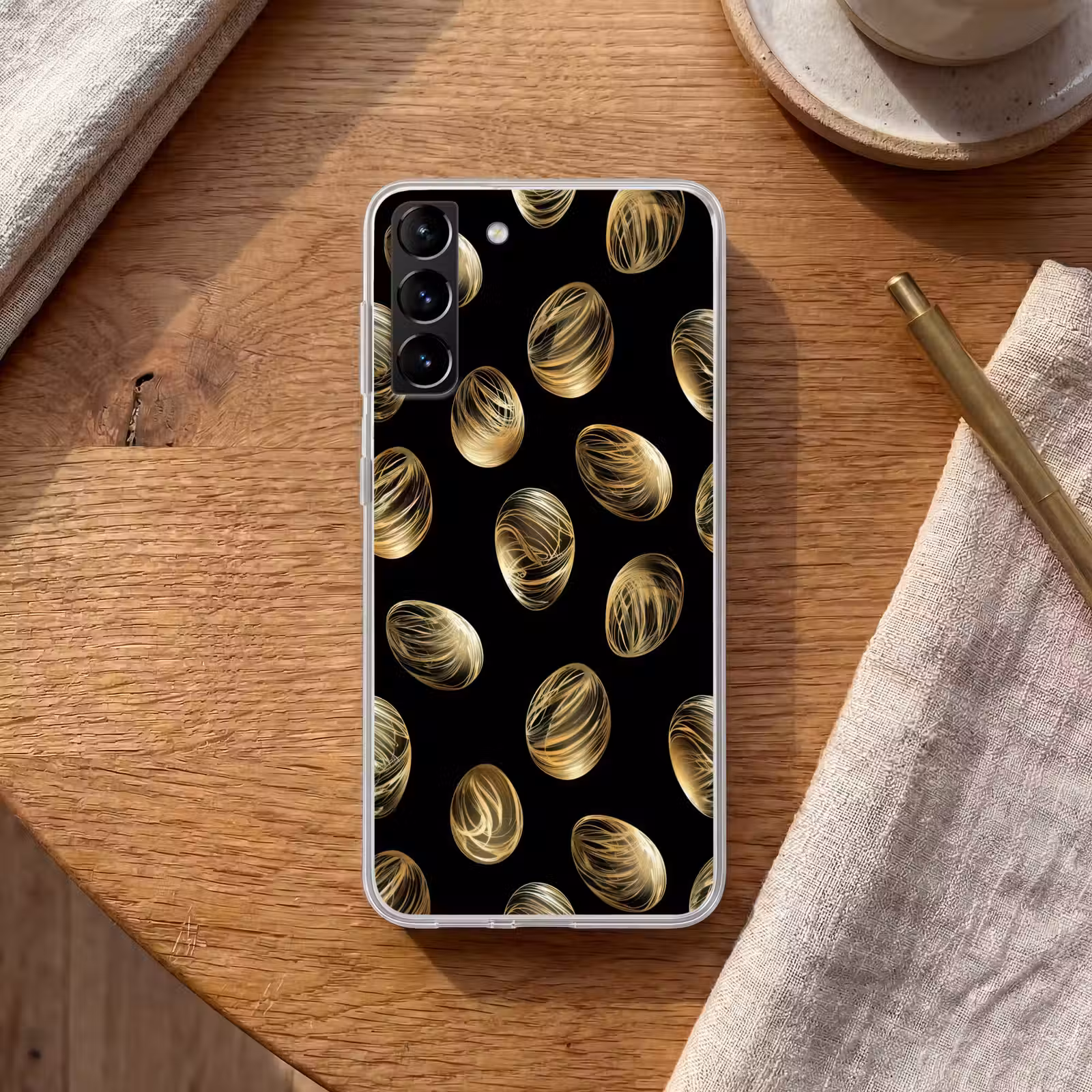 Telefoonhoesje Softcase - Eieren - Goud - Patroon — 1