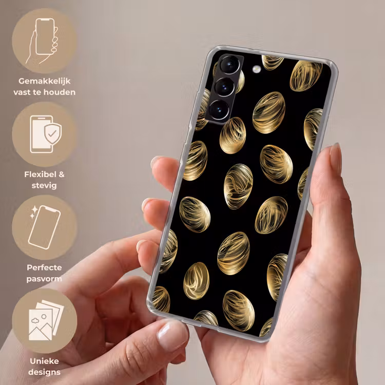 Telefoonhoesje Softcase - Eieren - Goud - Patroon — 3