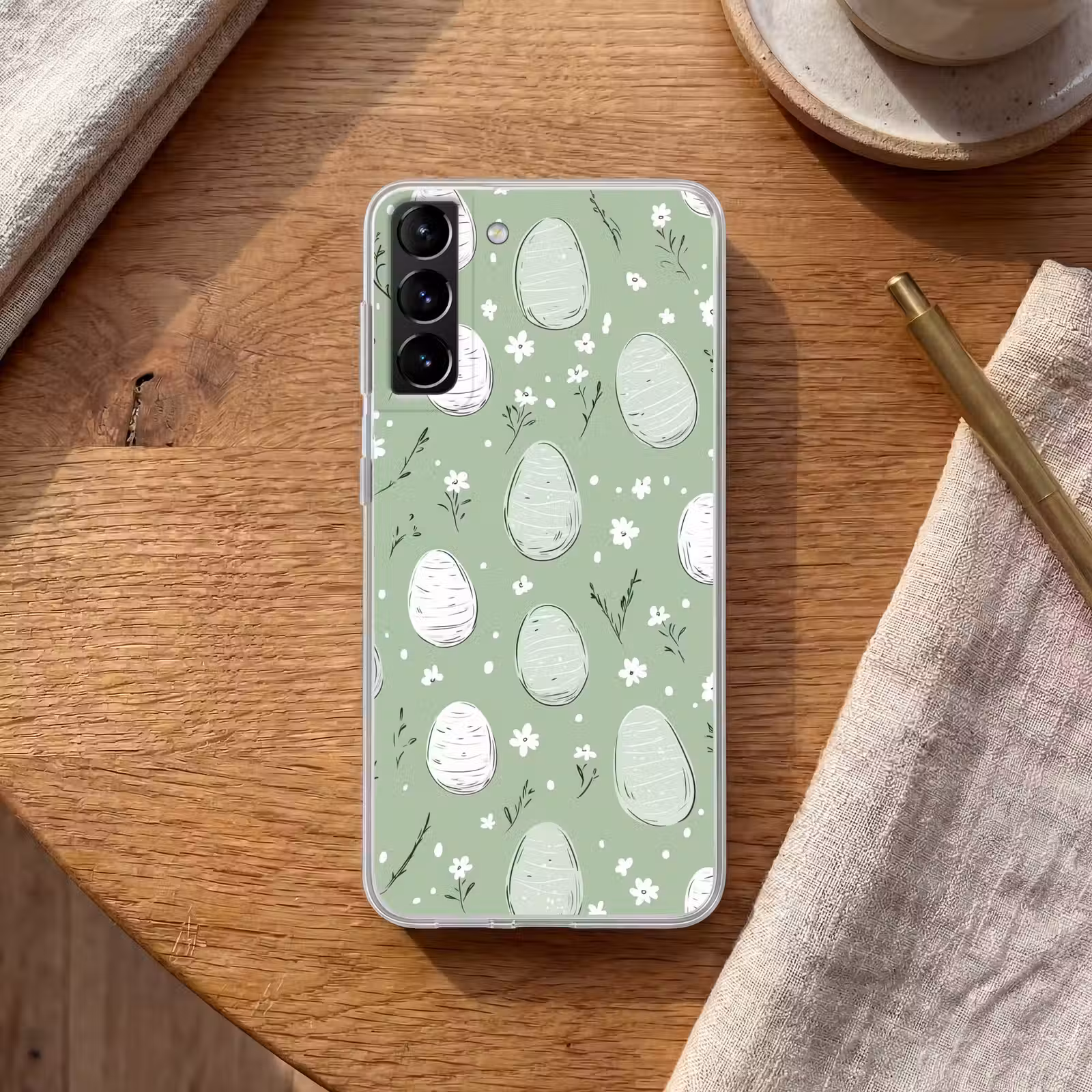 Telefoonhoesje Softcase - Groen - Eieren - Patroon — 1