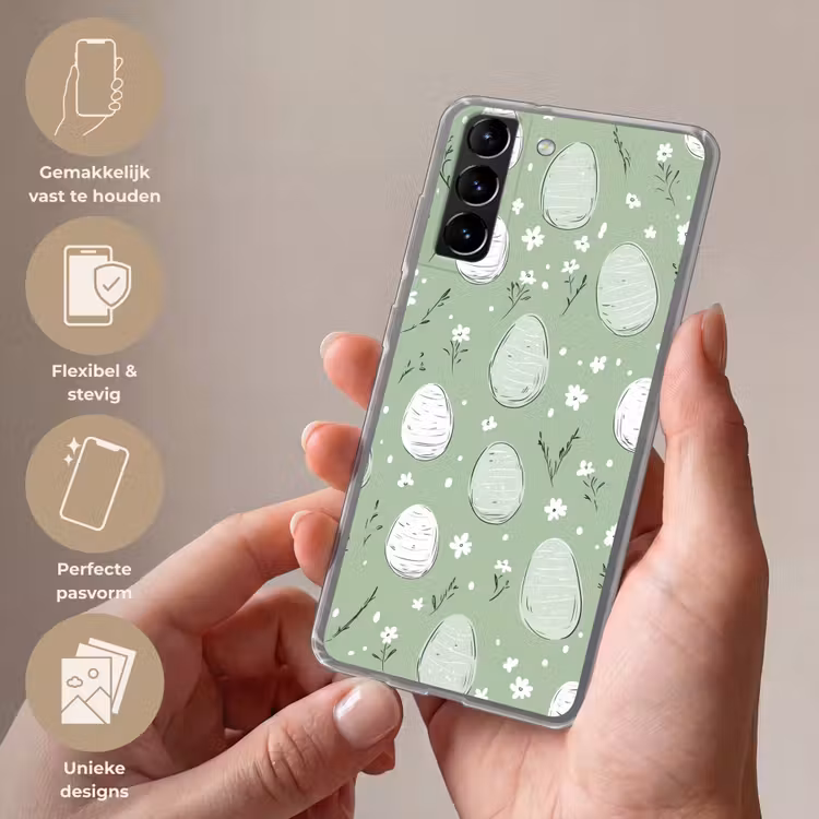 Telefoonhoesje Softcase - Groen - Eieren - Patroon — 3