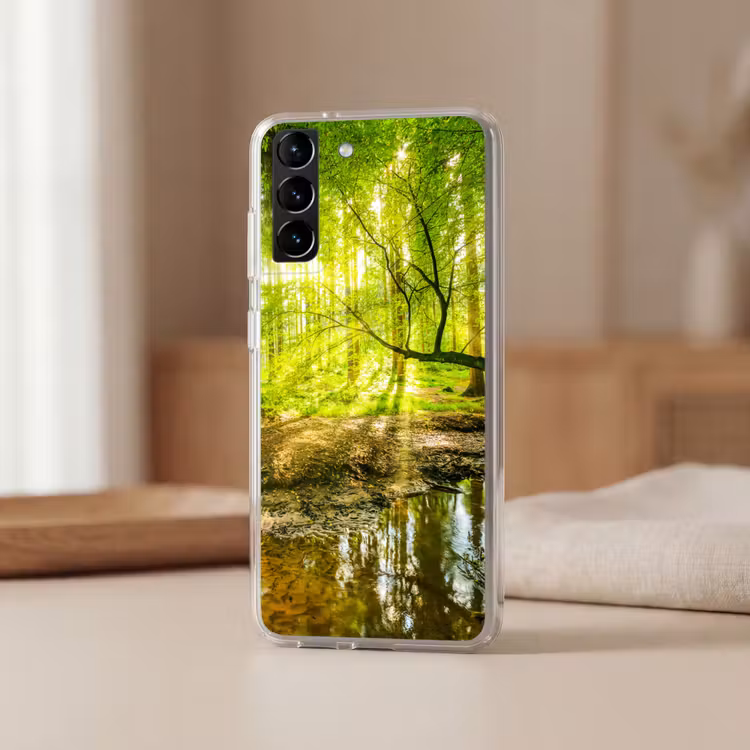 Telefoonhoesje Softcase - Bos - Landschap - Water - Bomen - Zon - Groen - Natuur — 2
