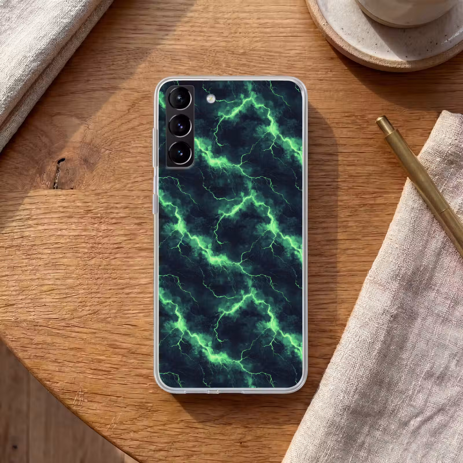 Telefoonhoesje Softcase - Groen - Bliksem - Storm — 1