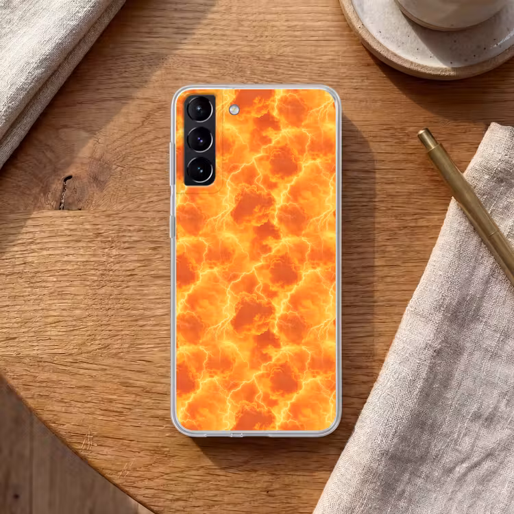 Telefoonhoesje Softcase - Bliksem - Storm - Oranje — 1