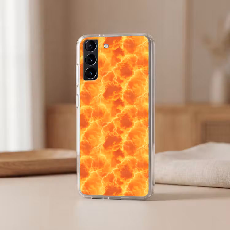 Telefoonhoesje Softcase - Bliksem - Storm - Oranje — 2