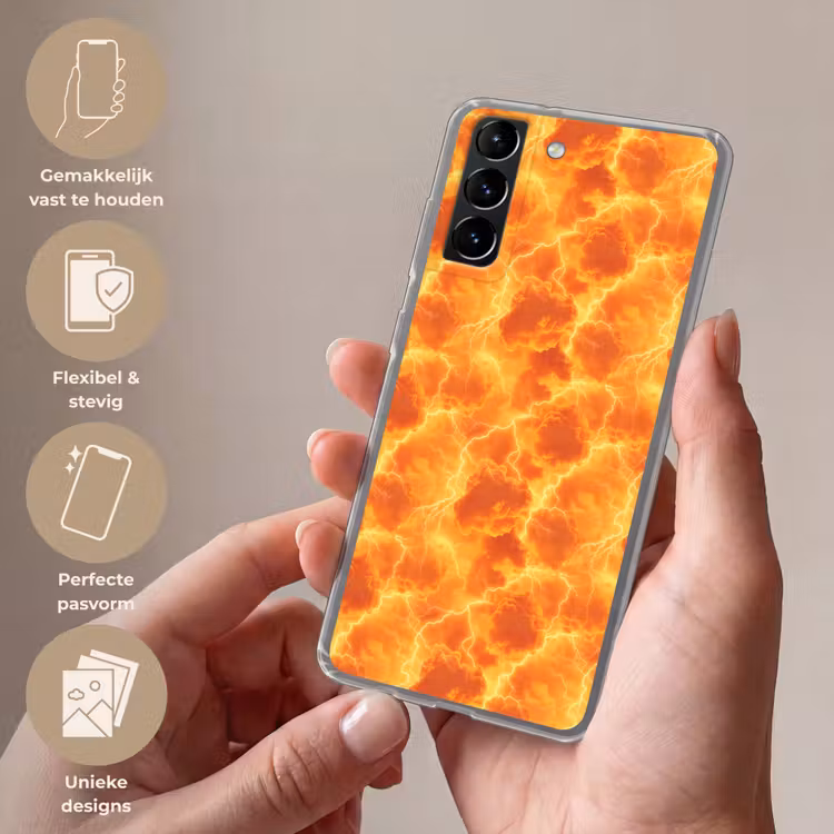 Telefoonhoesje Softcase - Bliksem - Storm - Oranje — 3
