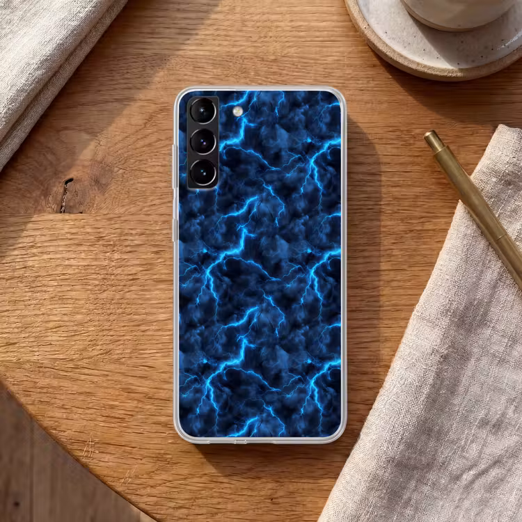Telefoonhoesje Softcase - Donker - Blauw - Bliksem — 1