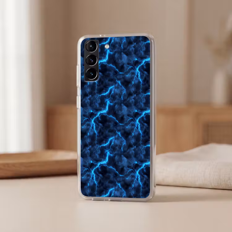 Telefoonhoesje Softcase - Donker - Blauw - Bliksem — 2
