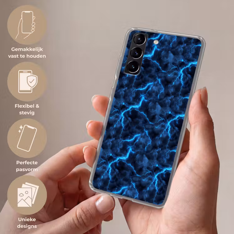 Telefoonhoesje Softcase - Donker - Blauw - Bliksem — 3
