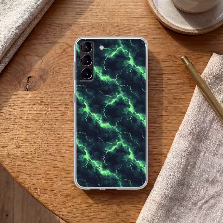Telefoonhoesje Softcase - Groen - Bliksem - Storm — 1