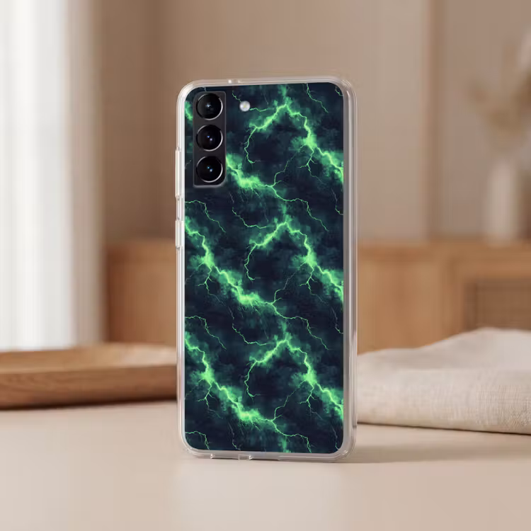 Telefoonhoesje Softcase - Groen - Bliksem - Storm — 2