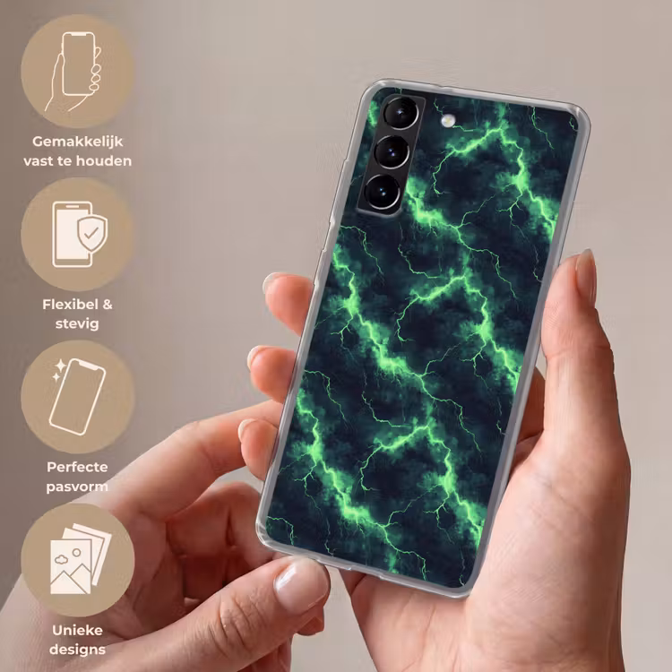 Telefoonhoesje Softcase - Groen - Bliksem - Storm — 3