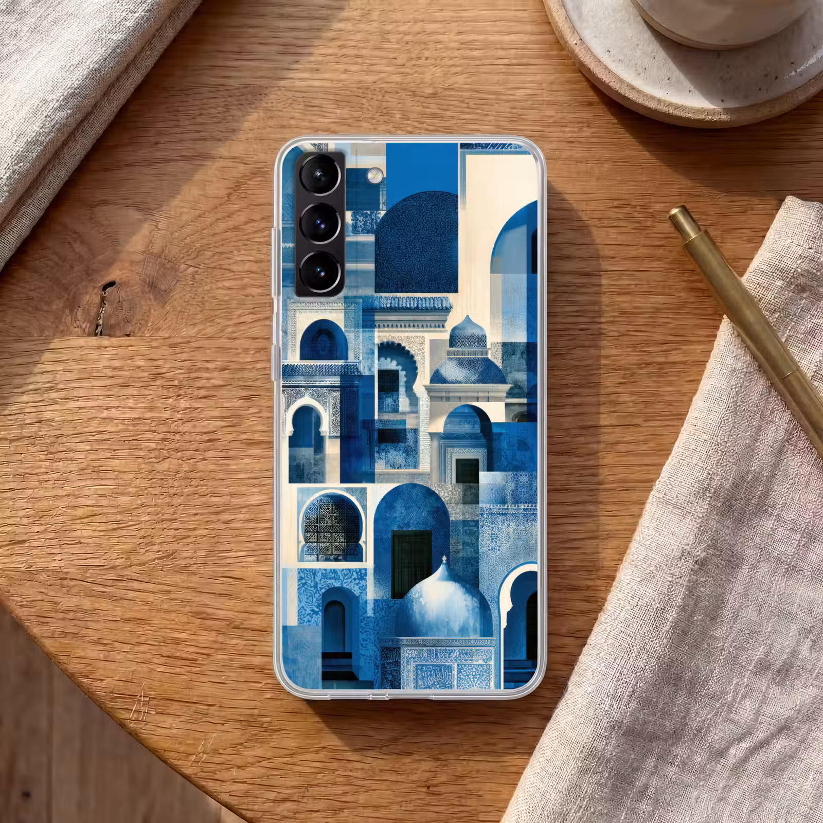 Telefoonhoesje Softcase - Abstract - Islamitisch - Blauw - Wit — 1