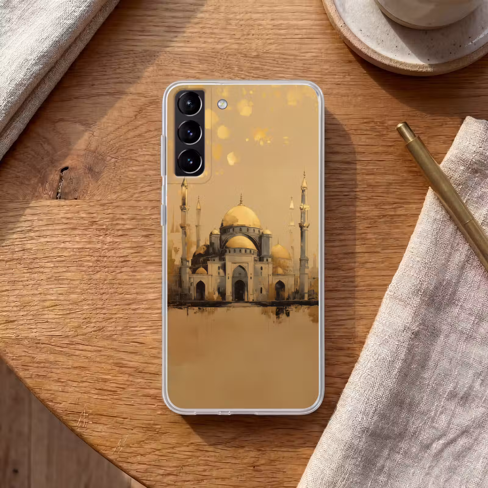 Telefoonhoesje Softcase - Goud - Abstracte penseelstreken - Moskee — 1