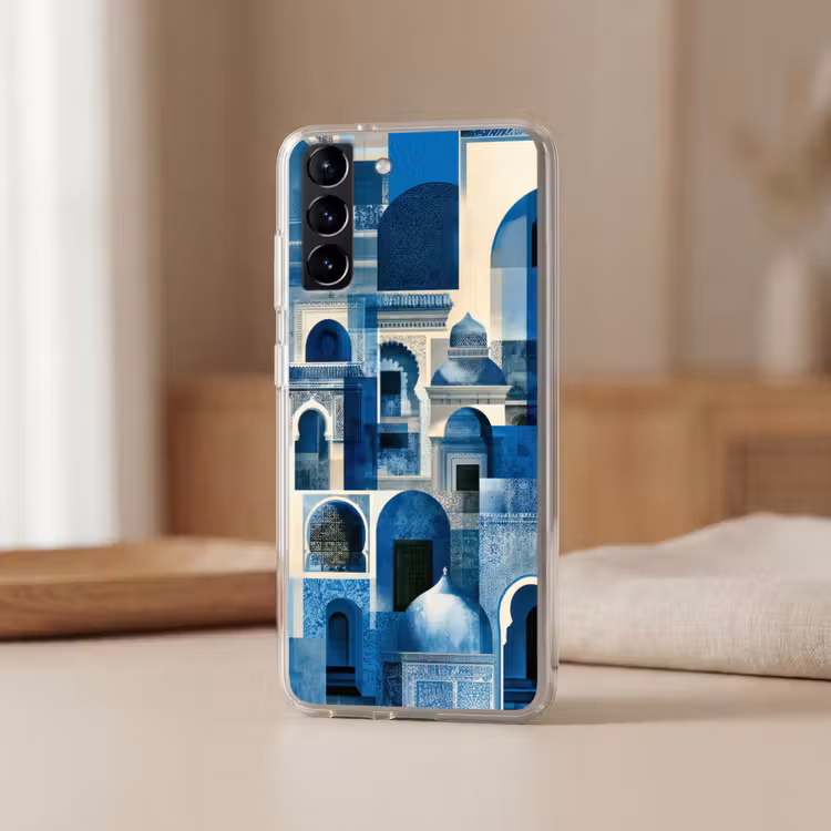 Telefoonhoesje Softcase - Abstract - Islamitisch - Blauw - Wit — 2