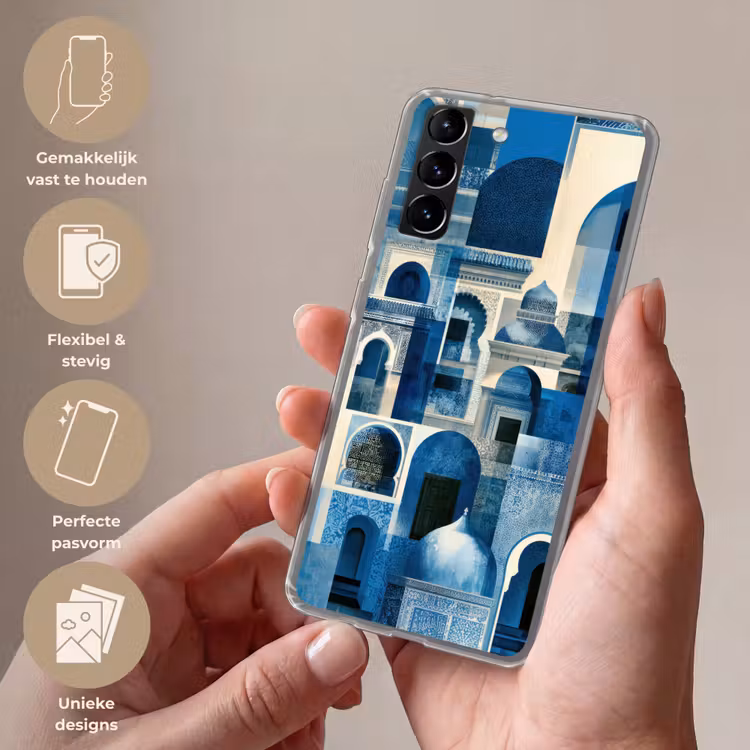 Telefoonhoesje Softcase - Abstract - Islamitisch - Blauw - Wit — 3