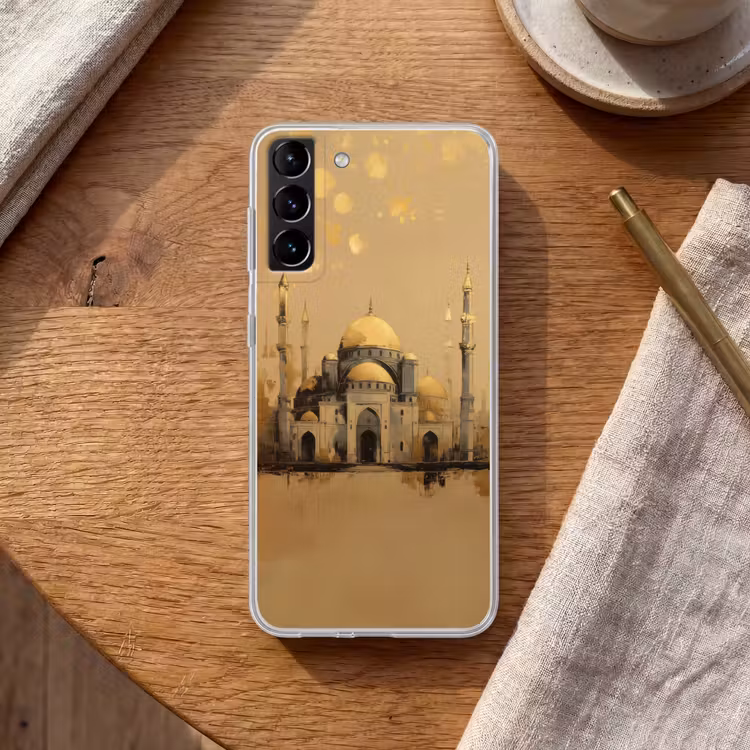 Telefoonhoesje Softcase - Goud - Abstracte penseelstreken - Moskee — 1
