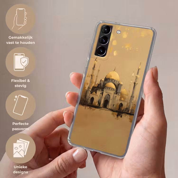 Telefoonhoesje Softcase - Goud - Abstracte penseelstreken - Moskee — 3