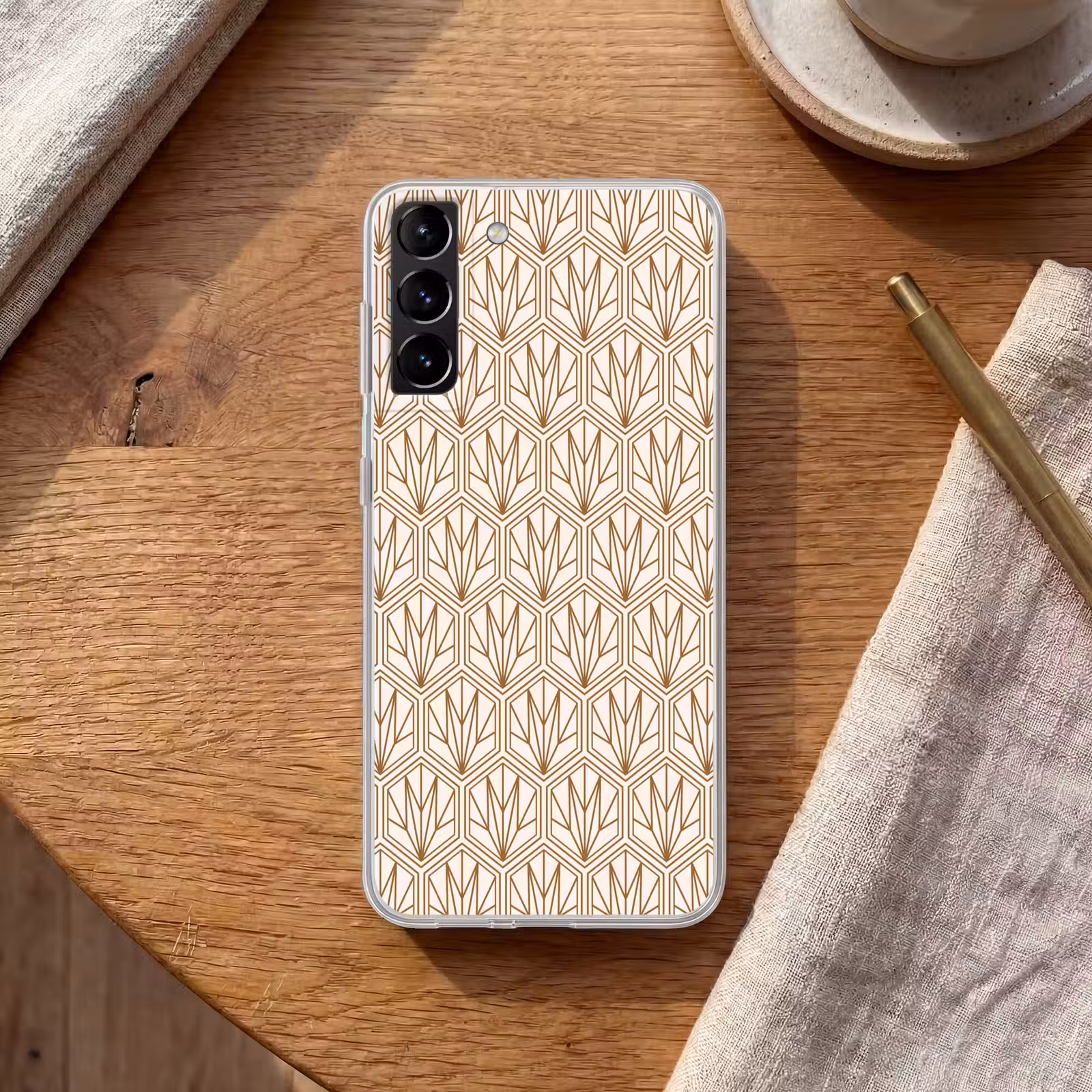 Telefoonhoesje Softcase - Geometrisch - Patroon - Beige — 1