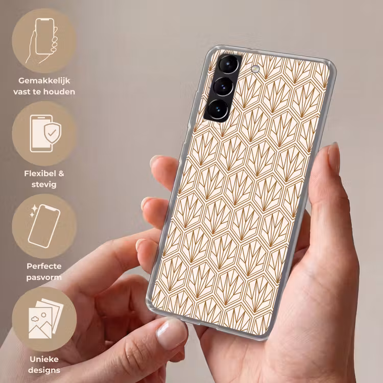 Telefoonhoesje Softcase - Geometrisch - Patroon - Beige — 3