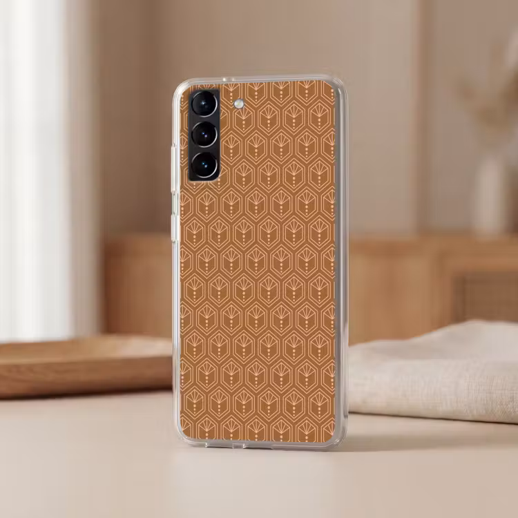 Telefoonhoesje Softcase - Bruin - Roze - Geometrisch - Patroon — 2