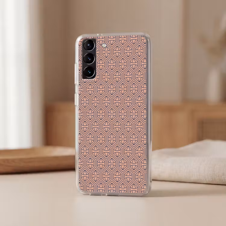 Telefoonhoesje Softcase - Donkerblauw - Roze - Patroom - Symmetrisch — 2