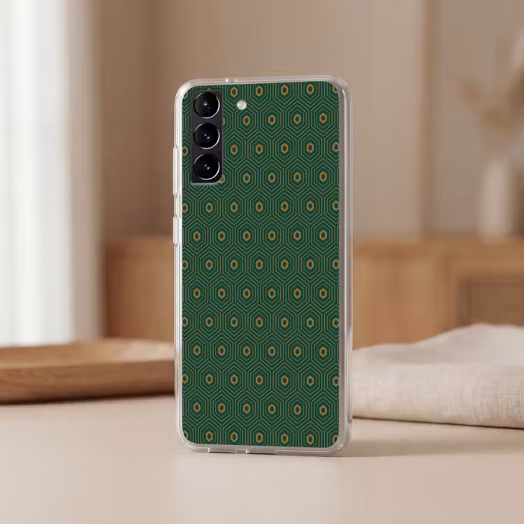 Telefoonhoesje Softcase - Donkergroen - Modern - Patroon - Goud — 2