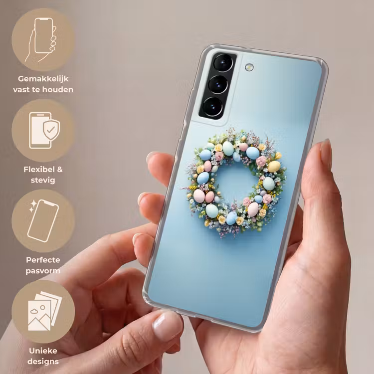 Telefoonhoesje Softcase - Krans - Eieren - Bloemen — 3