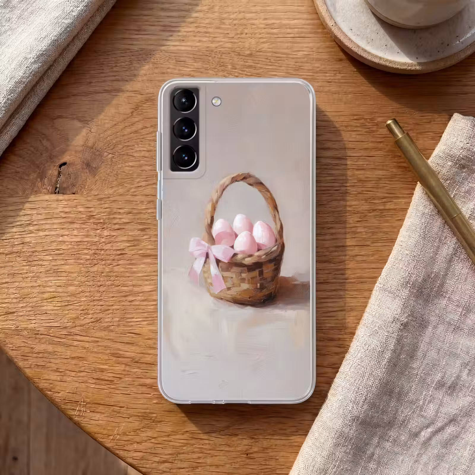 Telefoonhoesje Softcase - Mand - Eieren - Roze — 1