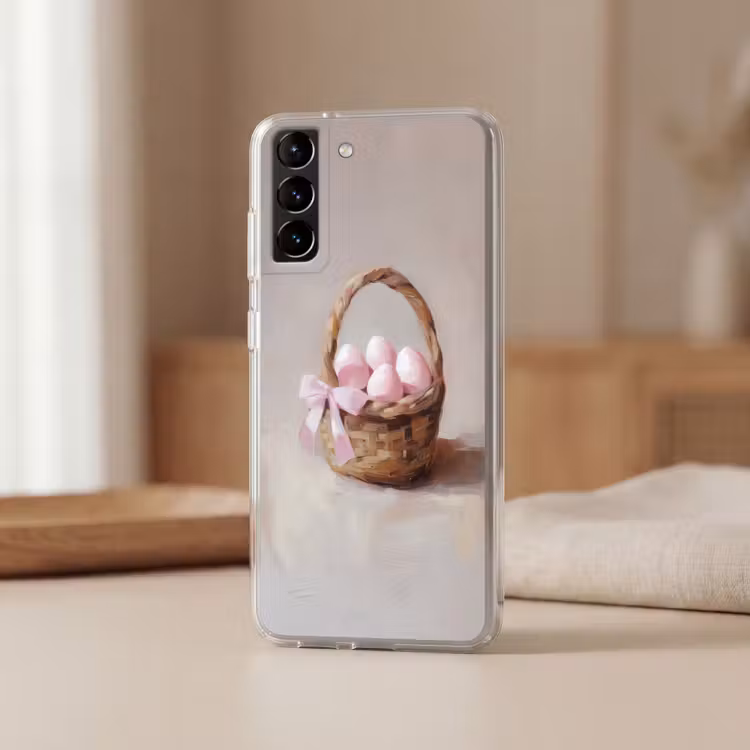 Telefoonhoesje Softcase - Mand - Eieren - Roze — 2