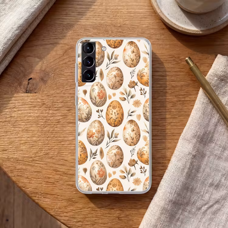 Telefoonhoesje Softcase - Paaseieren - Bruin - Bloemen — 1