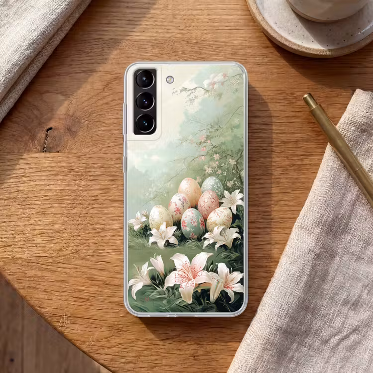 Telefoonhoesje Softcase - Paaseieren - Pasteltinten - Bloemen — 1