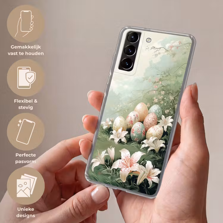 Telefoonhoesje Softcase - Paaseieren - Pasteltinten - Bloemen — 3